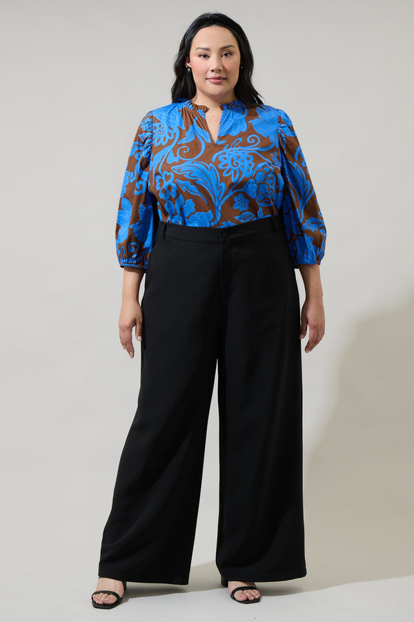 Sugarlips Ofelia Floral Kiley Split Neck Top Curve