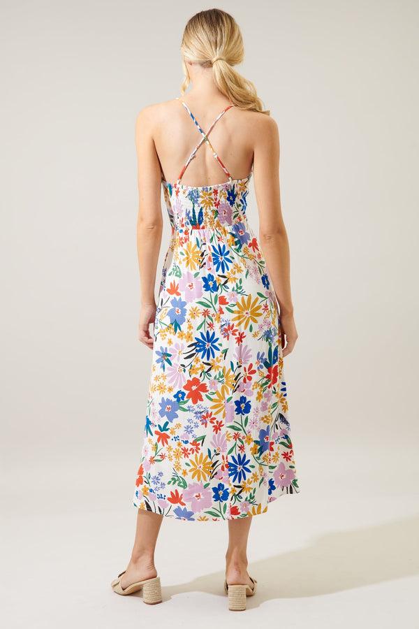 Sugarlips Ojai Floral Booker Cross Back Midi Dress