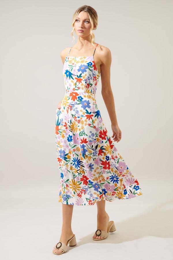Sugarlips Ojai Floral Booker Cross Back Midi Dress