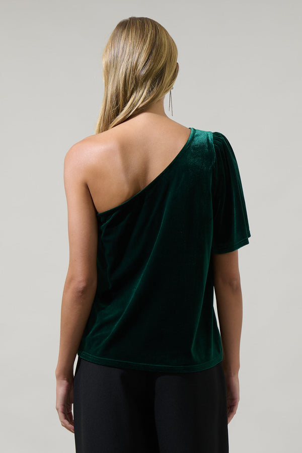 Sugarlips Oliana Velvet One Shoulder Top