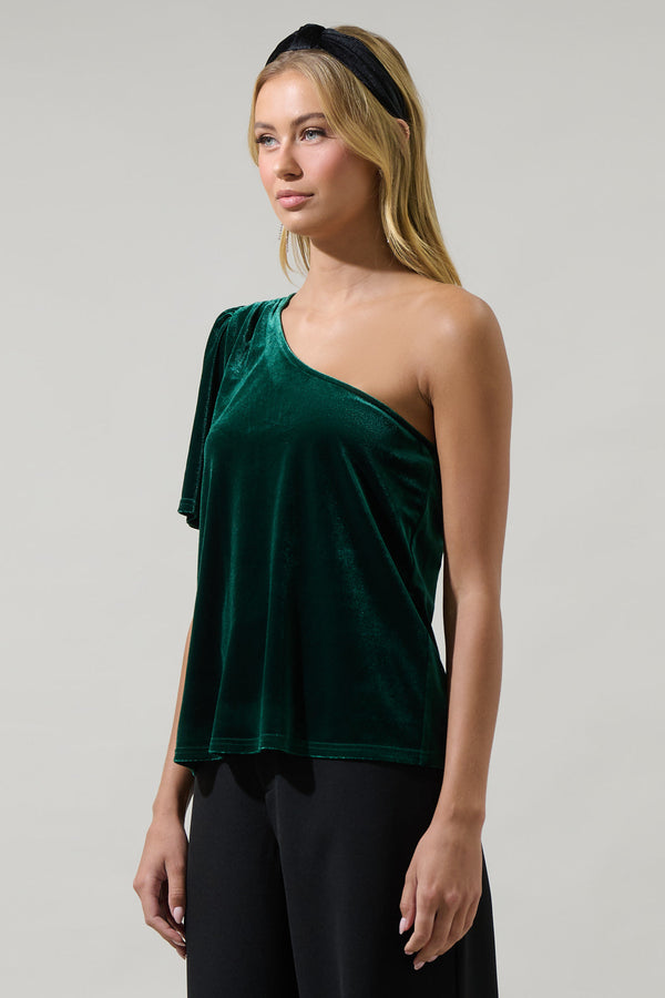 Sugarlips Oliana Velvet One Shoulder Top