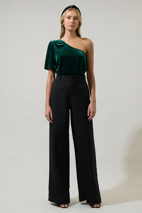 Sugarlips Oliana Velvet One Shoulder Top