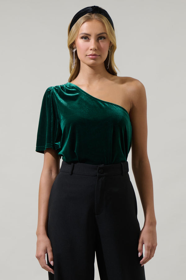 sugarlips Oliana Velvet One Shoulder Top