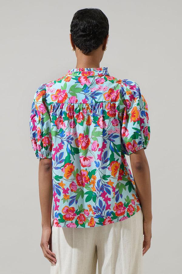 Sugarlips Orlena Floral Daly Split Neck Top