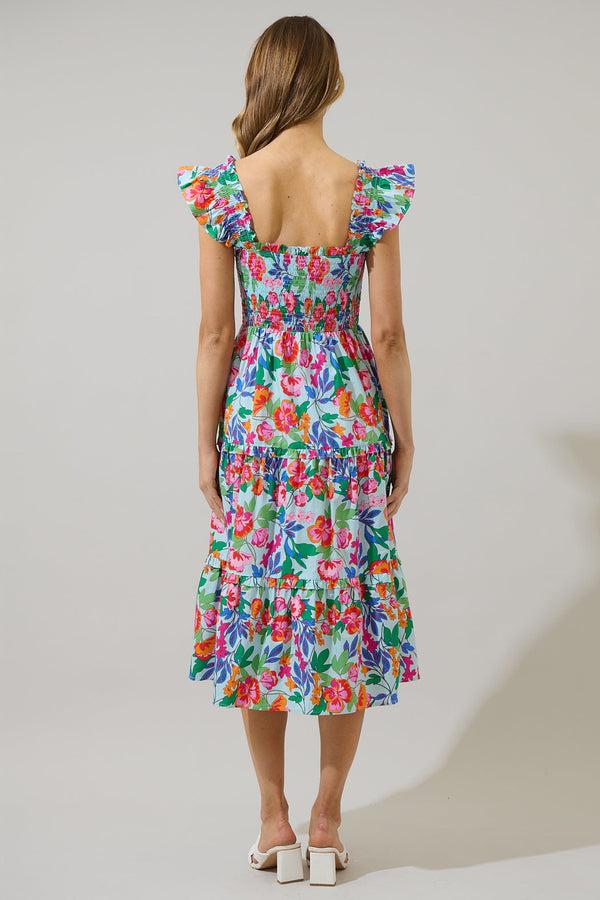 Sugarlips Orlena Floral Emy Smocked Midi Dress
