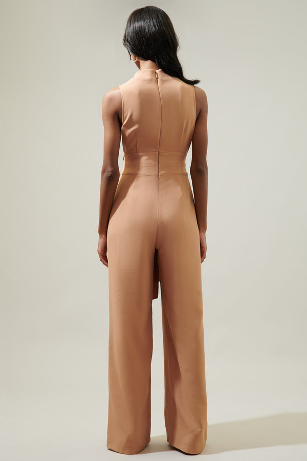 Sugarlips Over It Mock Neck Knotted Jumpsuit
