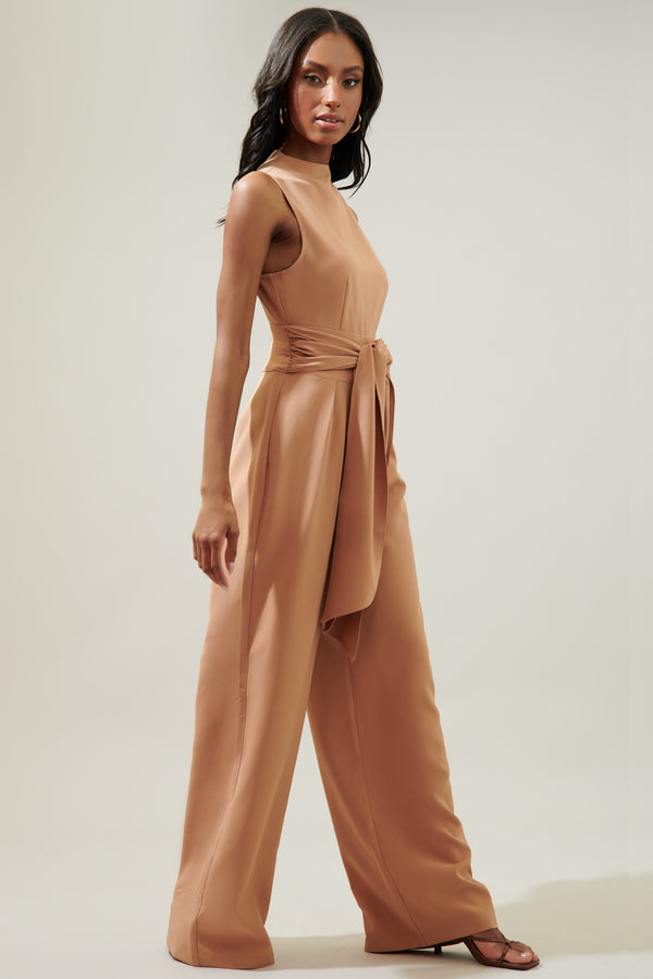 Sugarlips Over It Mock Neck Knotted Jumpsuit