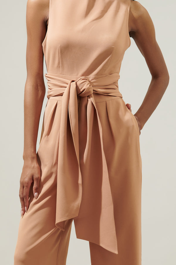 Sugarlips Over It Mock Neck Knotted Jumpsuit