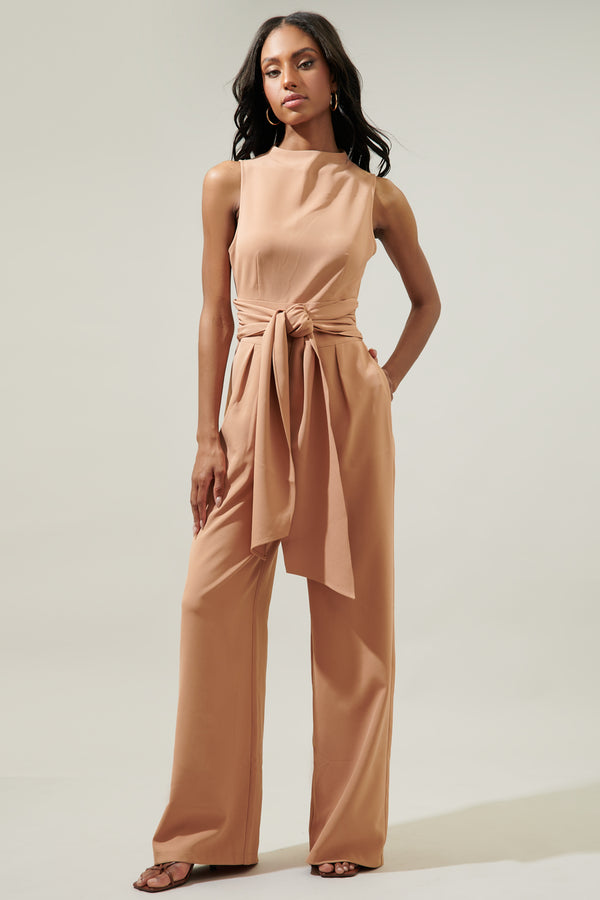 sugarlips Over It Mock Neck Knotted Jumpsuit