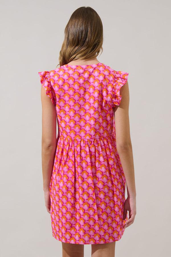 Sugarlips Paden Abstract Kass Ruffle Mini Dress