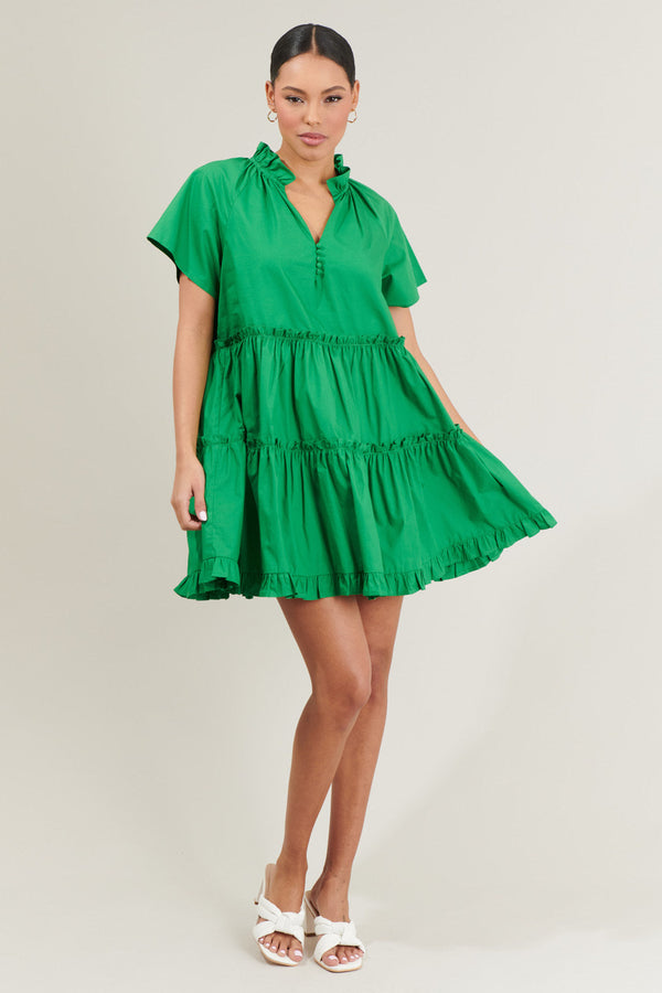 Sugarlips Pallas Poplin Tiered Mini Dress