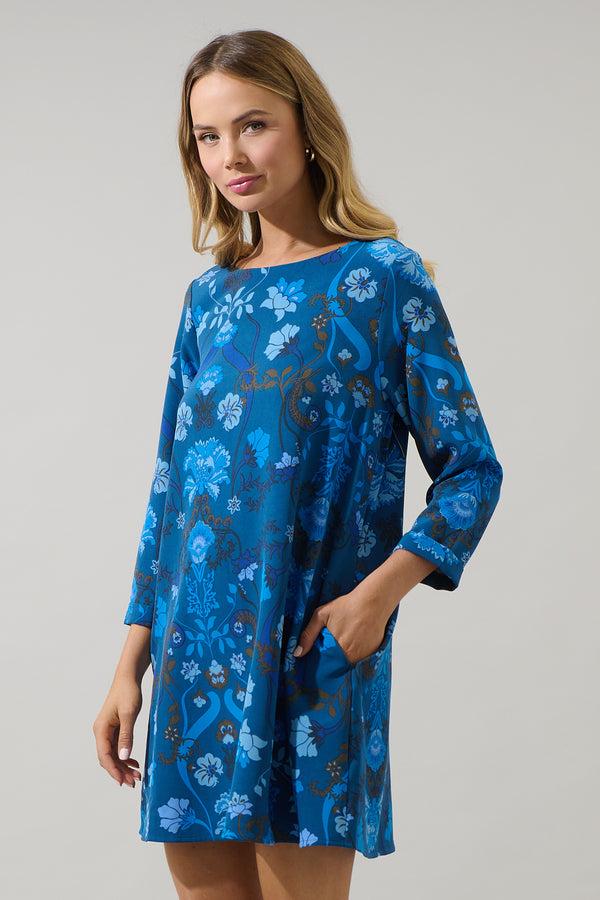 Sugarlips Palmate Floral Lonna Shift Mini Dress