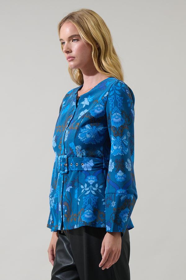 Sugarlips Palmate Floral Lutie Peplum Jacket