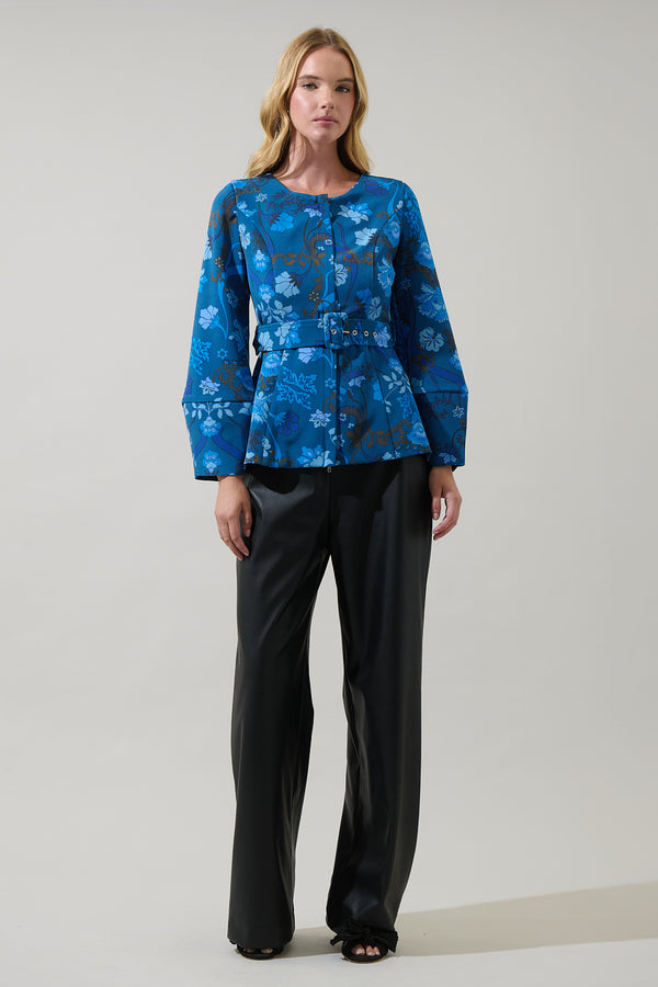 Sugarlips Palmate Floral Lutie Peplum Jacket