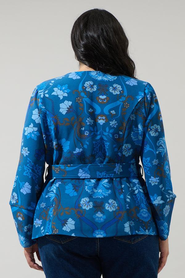 Sugarlips Palmate Floral Lutie Peplum Jacket Curve