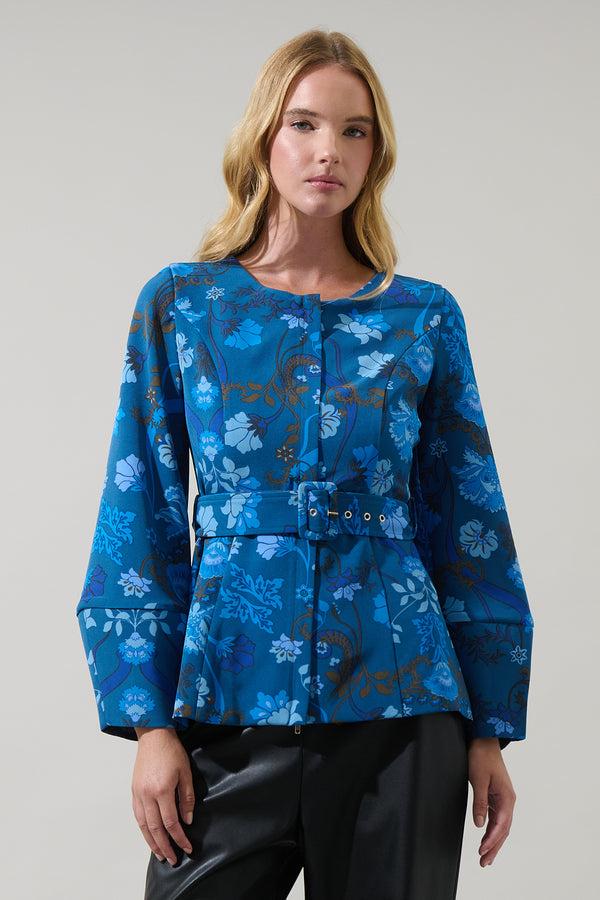 sugarlips Palmate Floral Lutie Peplum Jacket