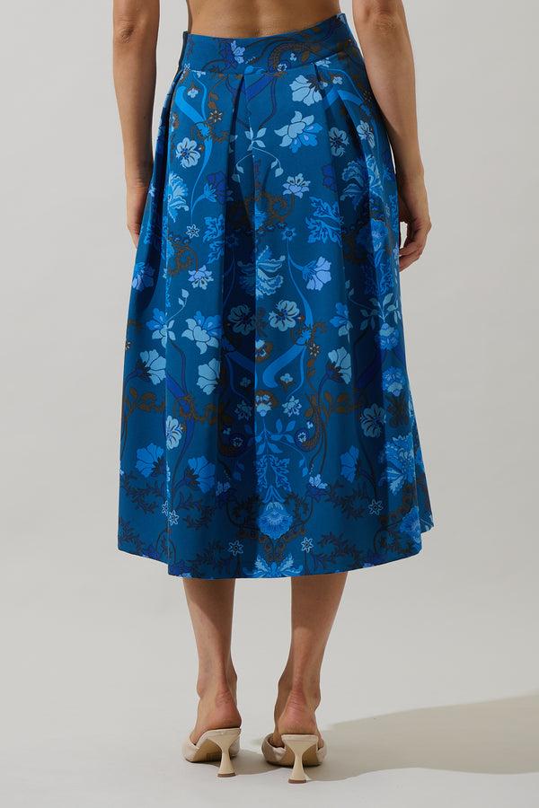 Sugarlips Palmate Floral Pleated Midi Skirt
