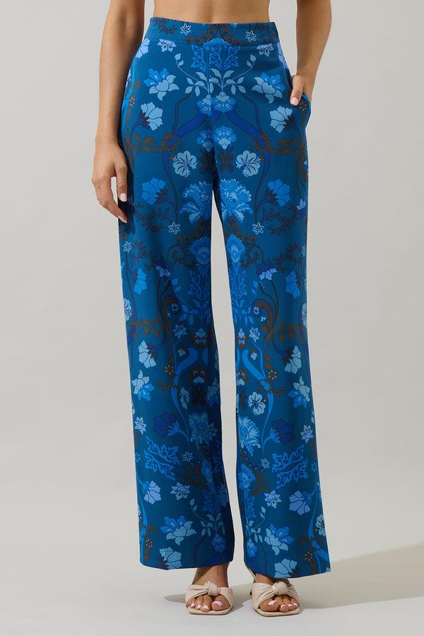 sugarlips Palmate Floral Pluma Wide Leg Pants