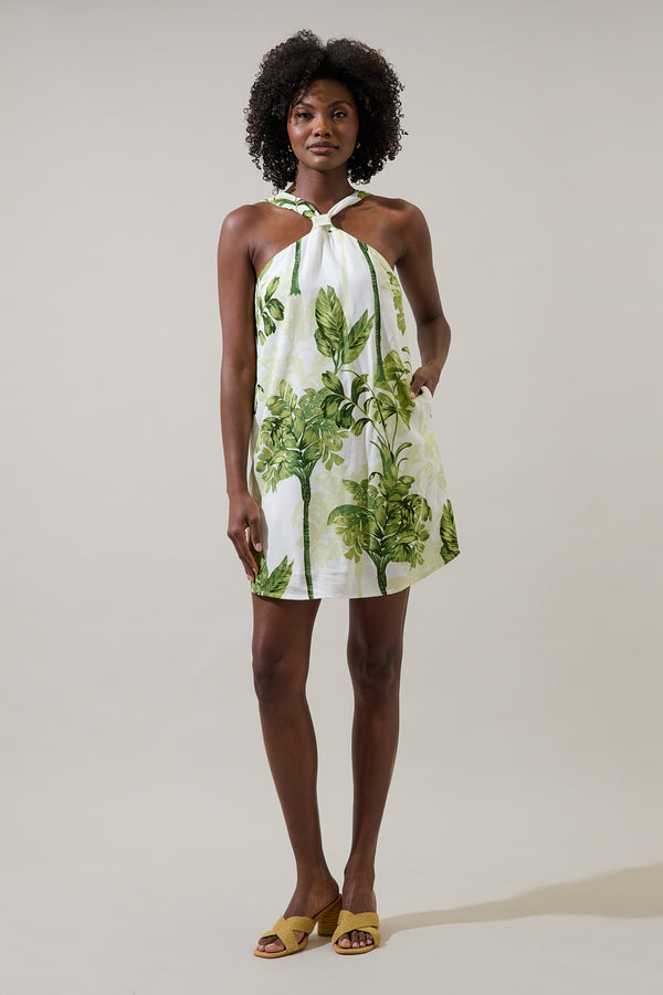 Sugarlips Palmet Tropical Amory Halter Mini Dress