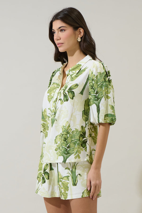 Sugarlips Palmet Tropical Jacine Collared Shirt