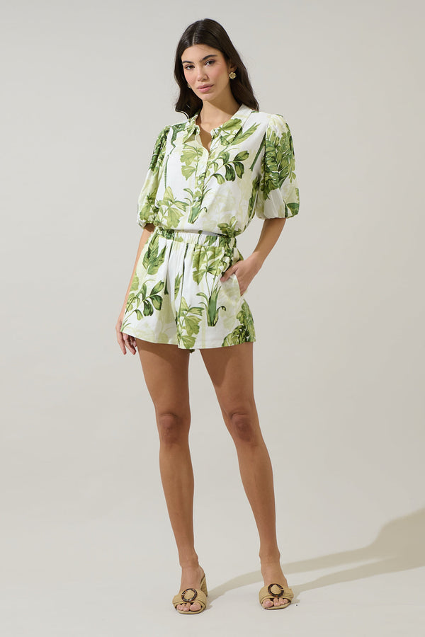 Sugarlips Palmet Tropical Jacine Collared Shirt