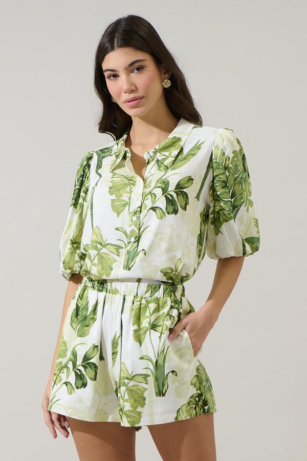 sugarlips Palmet Tropical Jacine Collared Shirt