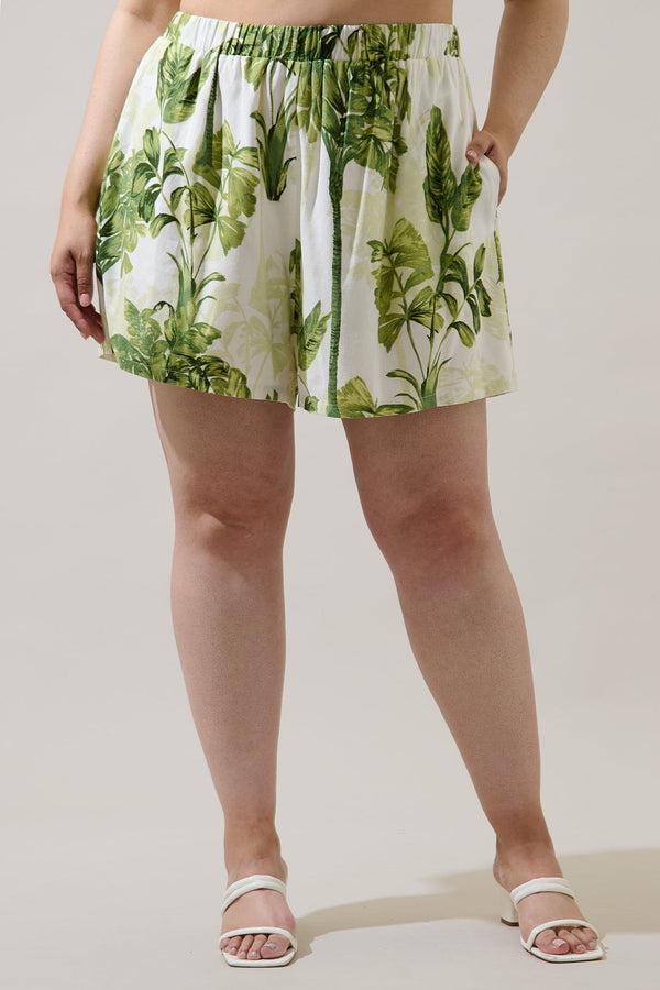 sugarlips Palmet Tropical Sugarbag Shorts Curve