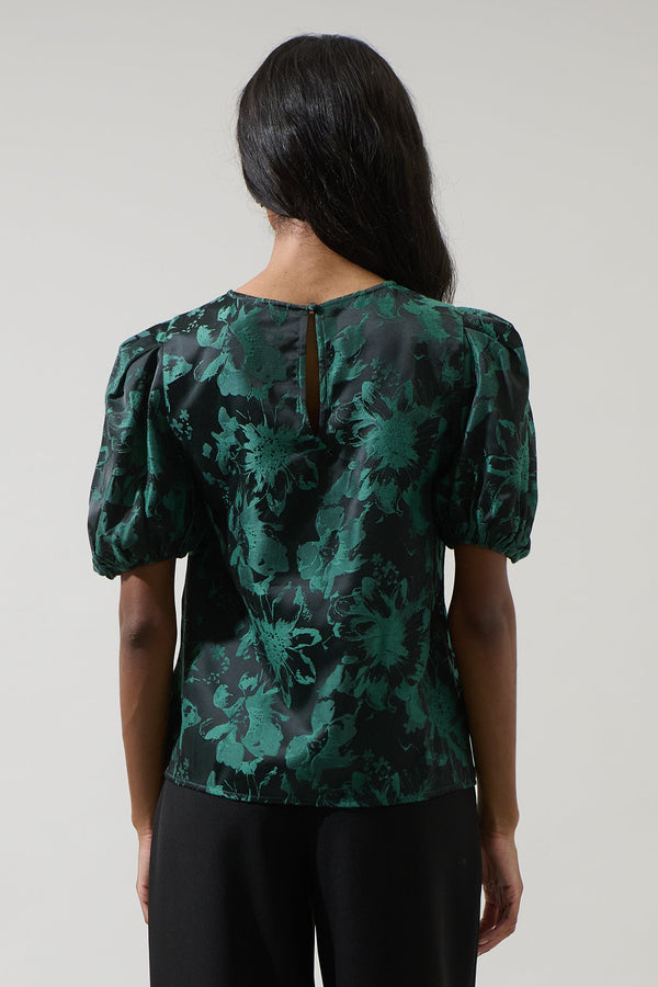 Sugarlips Palmina Jacquard Puff Sleeve Top