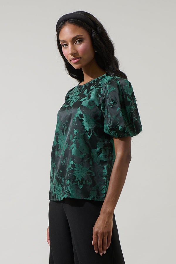 Sugarlips Palmina Jacquard Puff Sleeve Top