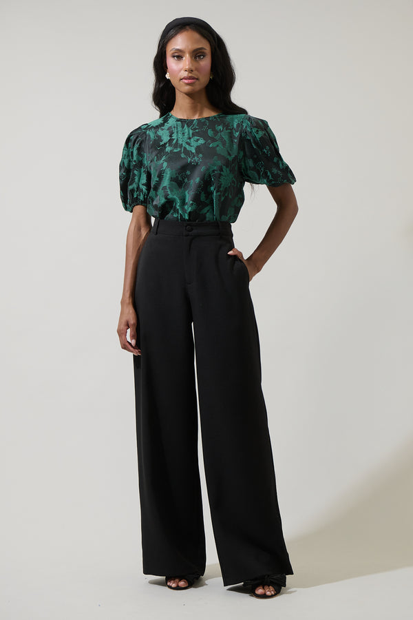 Sugarlips Palmina Jacquard Puff Sleeve Top