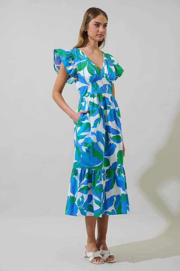 Sugarlips Pansie Floral Alara Ruffle Midi Dress