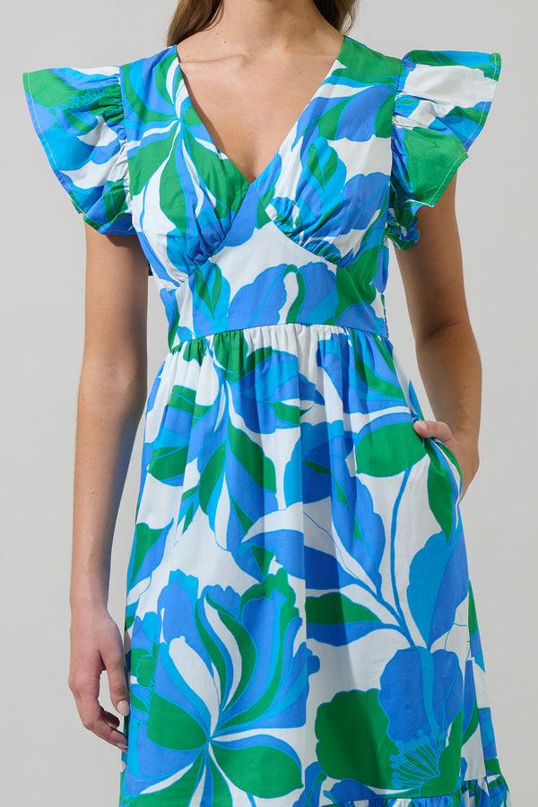 Sugarlips Pansie Floral Alara Ruffle Midi Dress