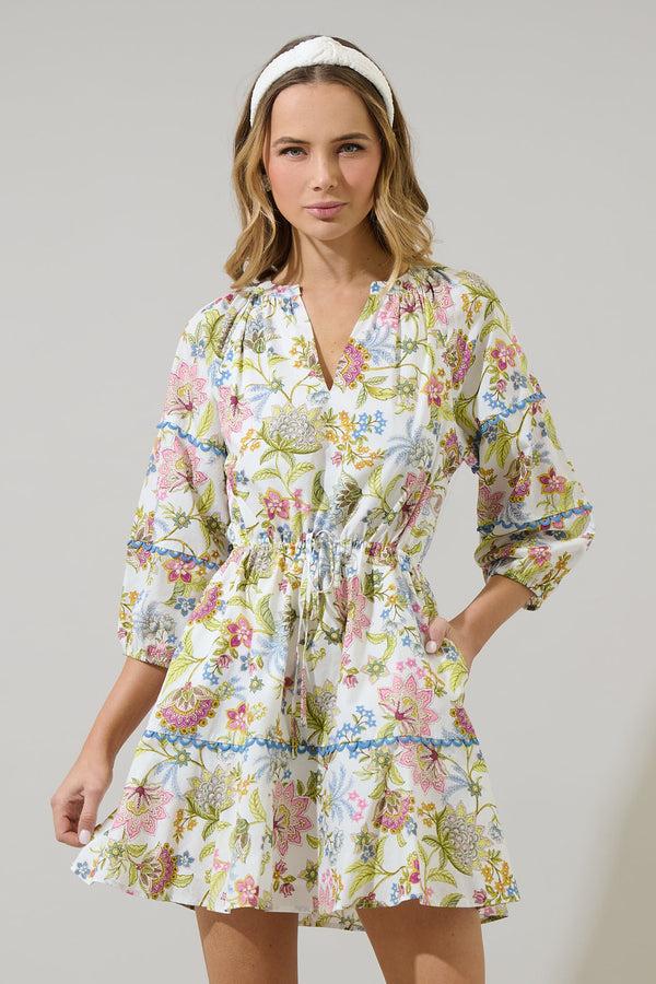 sugarlips Pany Floral Dabria Split Neck Mini Dress