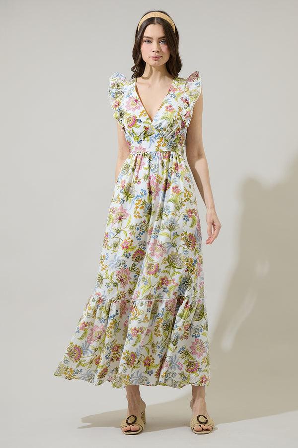 Sugarlips Pany Floral Mawar Ruffle Maxi Dress
