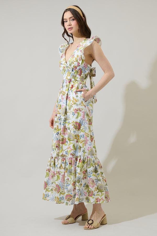 Sugarlips Pany Floral Mawar Ruffle Maxi Dress