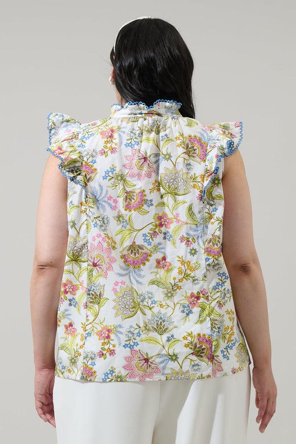 Sugarlips Pany Floral Rayen Ruffle Top Curve
