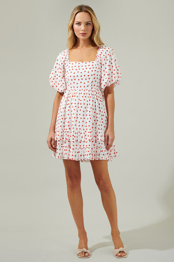 Sugarlips Paola Dots Poplin Ruffle Mini Dress