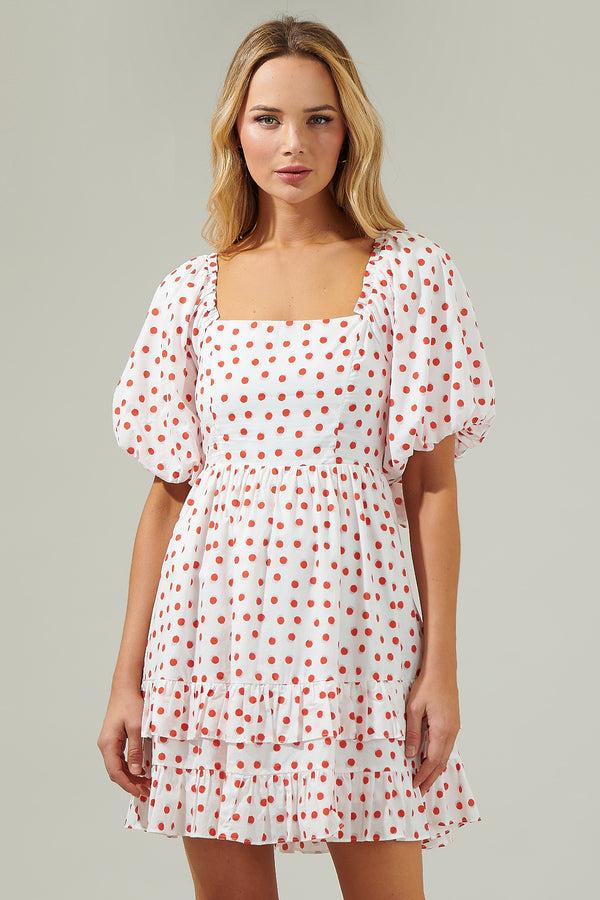 sugarlips Paola Dots Poplin Ruffle Mini Dress