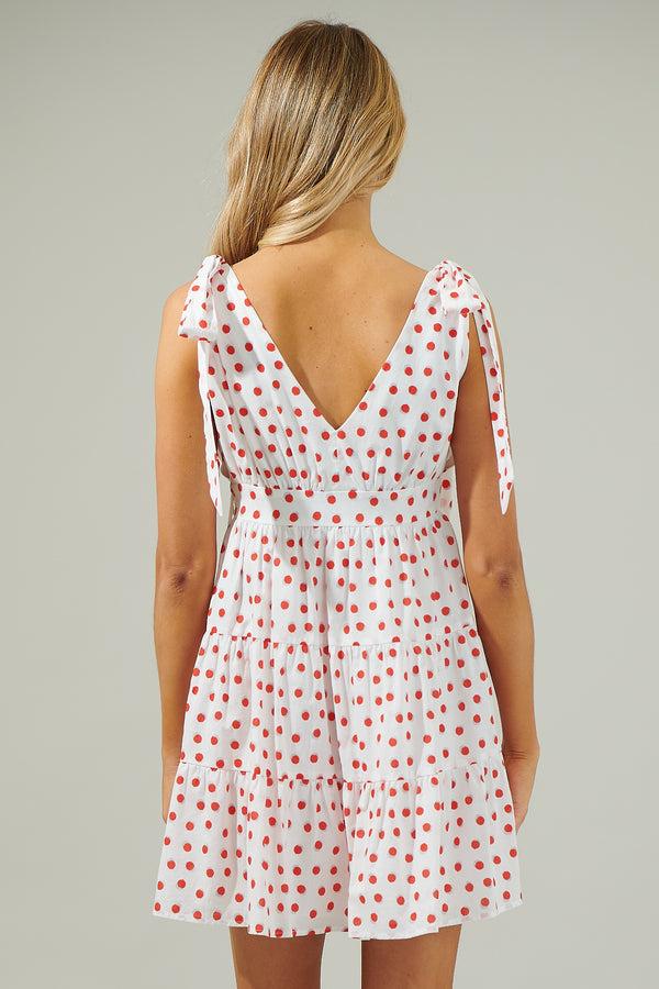 Sugarlips Paola Dots Tie Strap Tiered Mini Dress