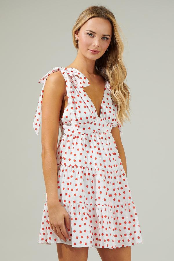 Sugarlips Paola Dots Tie Strap Tiered Mini Dress