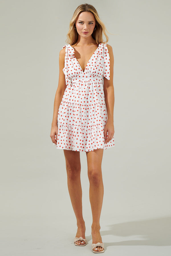 Sugarlips Paola Dots Tie Strap Tiered Mini Dress