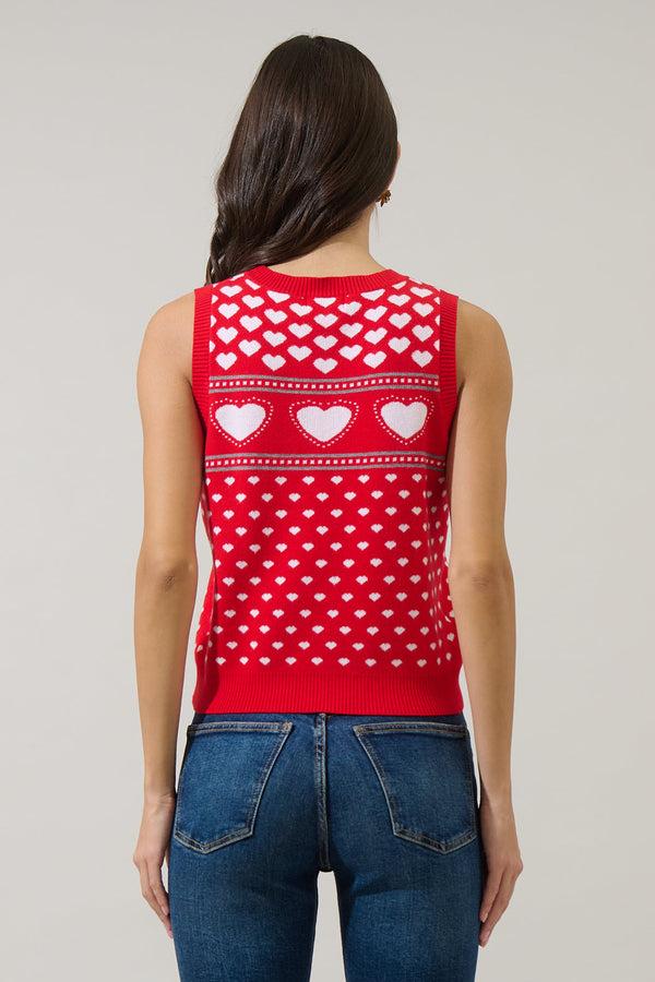 Sugarlips Parisa Heart Sleeveless Sweater Vest