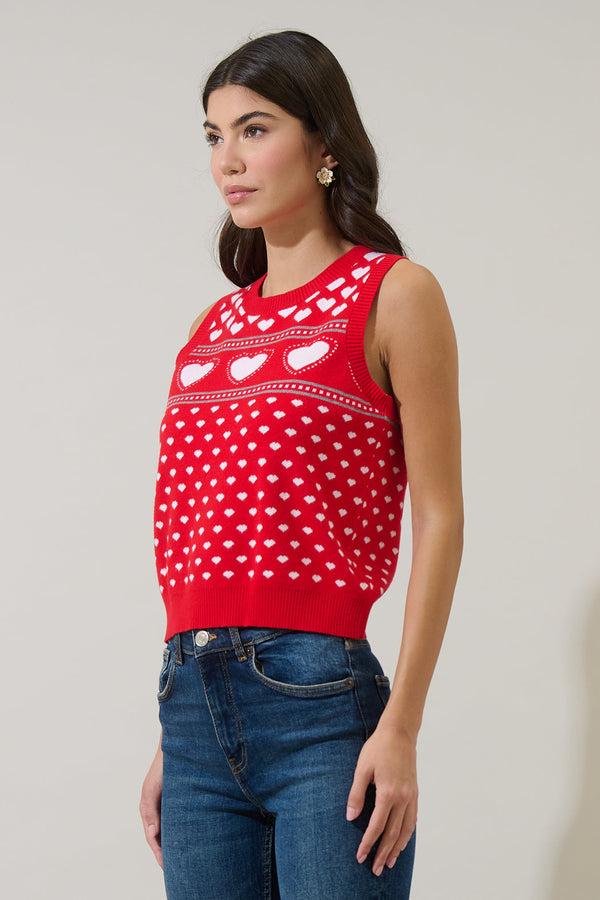 Sugarlips Parisa Heart Sleeveless Sweater Vest