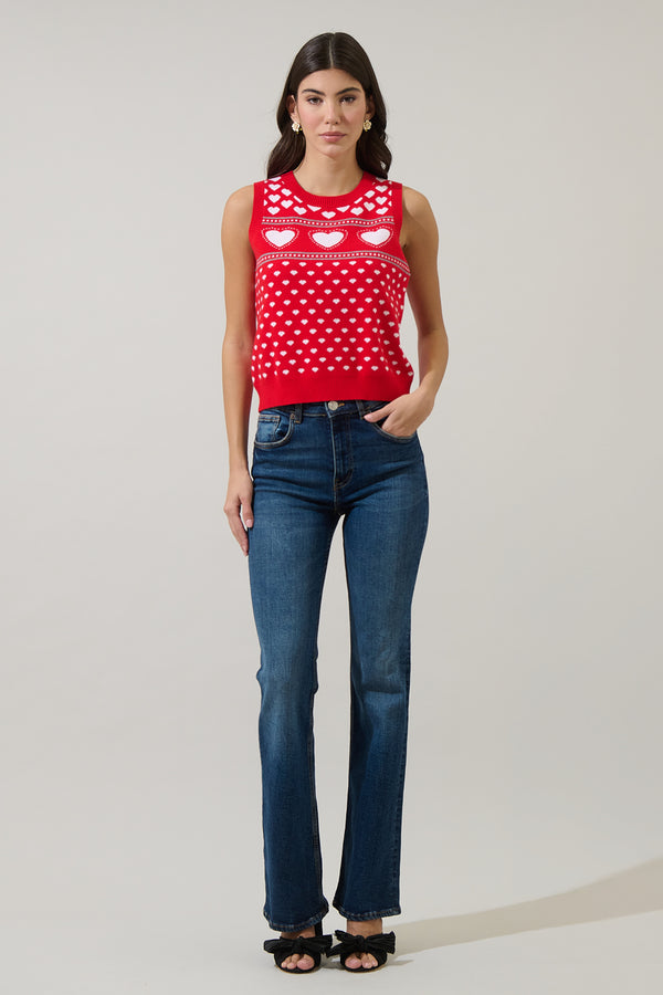 Sugarlips Parisa Heart Sleeveless Sweater Vest