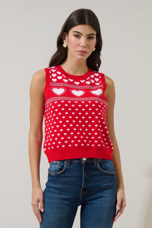 sugarlips Parisa Heart Sleeveless Sweater Vest