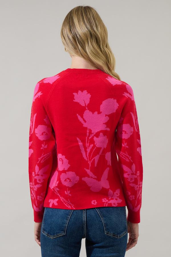 Sugarlips Patsy Floral Raglan Sleeve Sweater