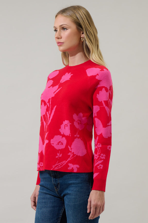 Sugarlips Patsy Floral Raglan Sleeve Sweater