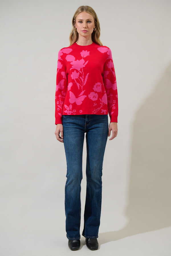 Sugarlips Patsy Floral Raglan Sleeve Sweater