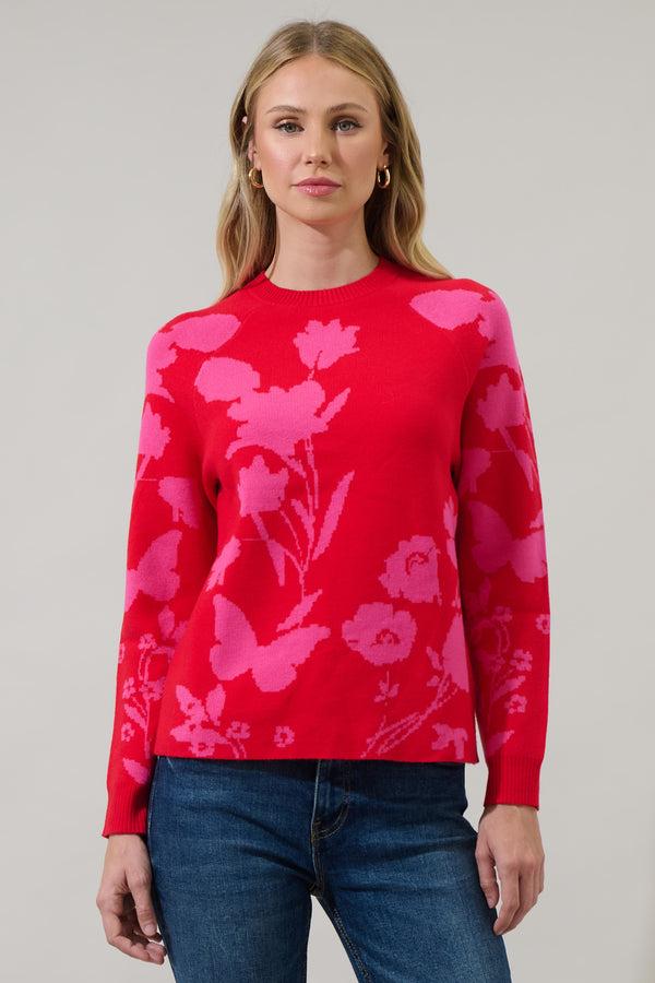 sugarlips Patsy Floral Raglan Sleeve Sweater