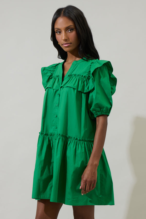 Sugarlips Payson Poplin Ruffle Mini Dress